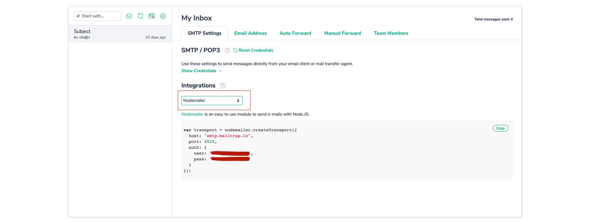 Creating a Mailtrap account to test Nodemailer