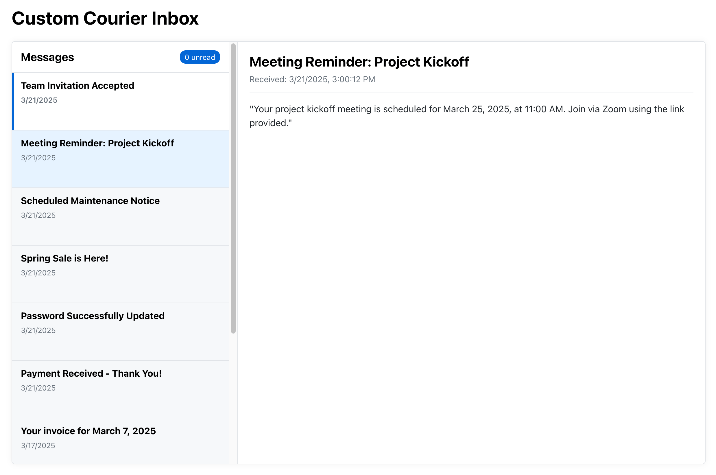 Email Inbox Prototype