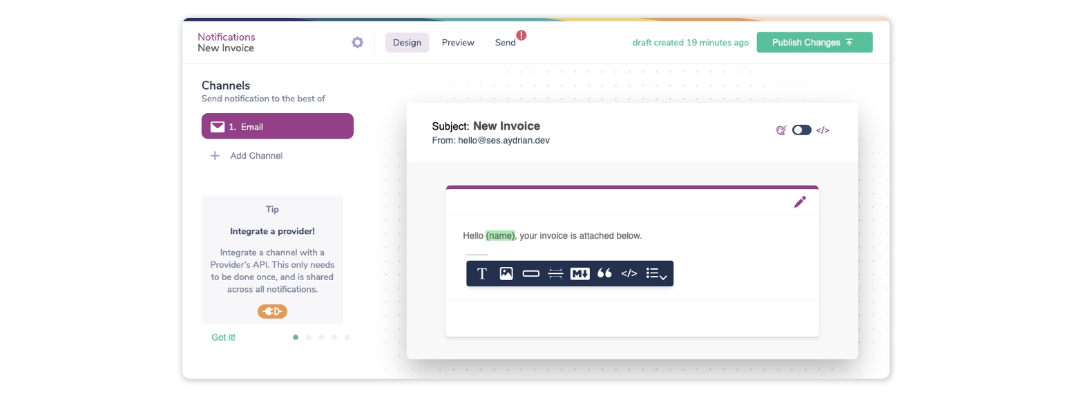 Design email in Courier