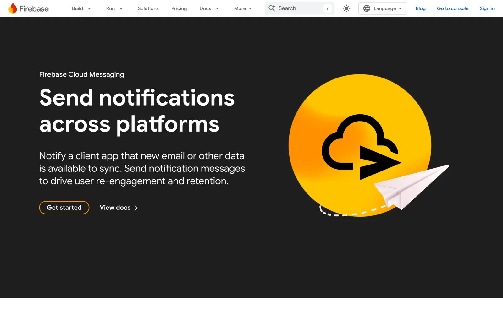 Firebase Cloud Messaging homepage