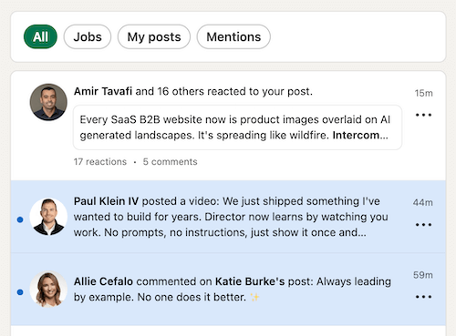 LinkedIn Notification Feed
