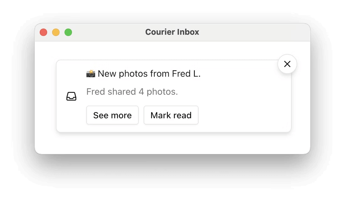 Toast example with actions
