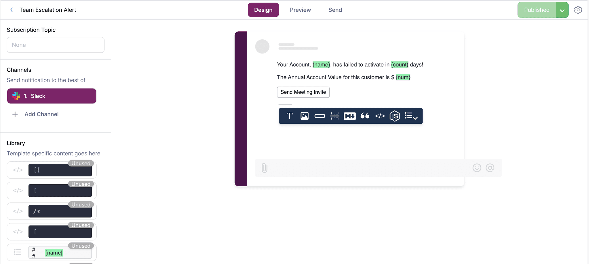 template for slack