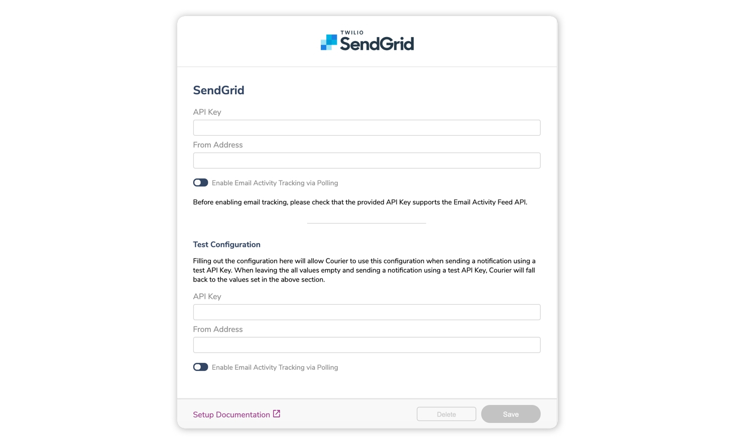Test API key for integrations in Courier