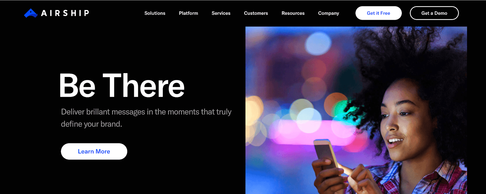 A screenshot from Airship's homepage.