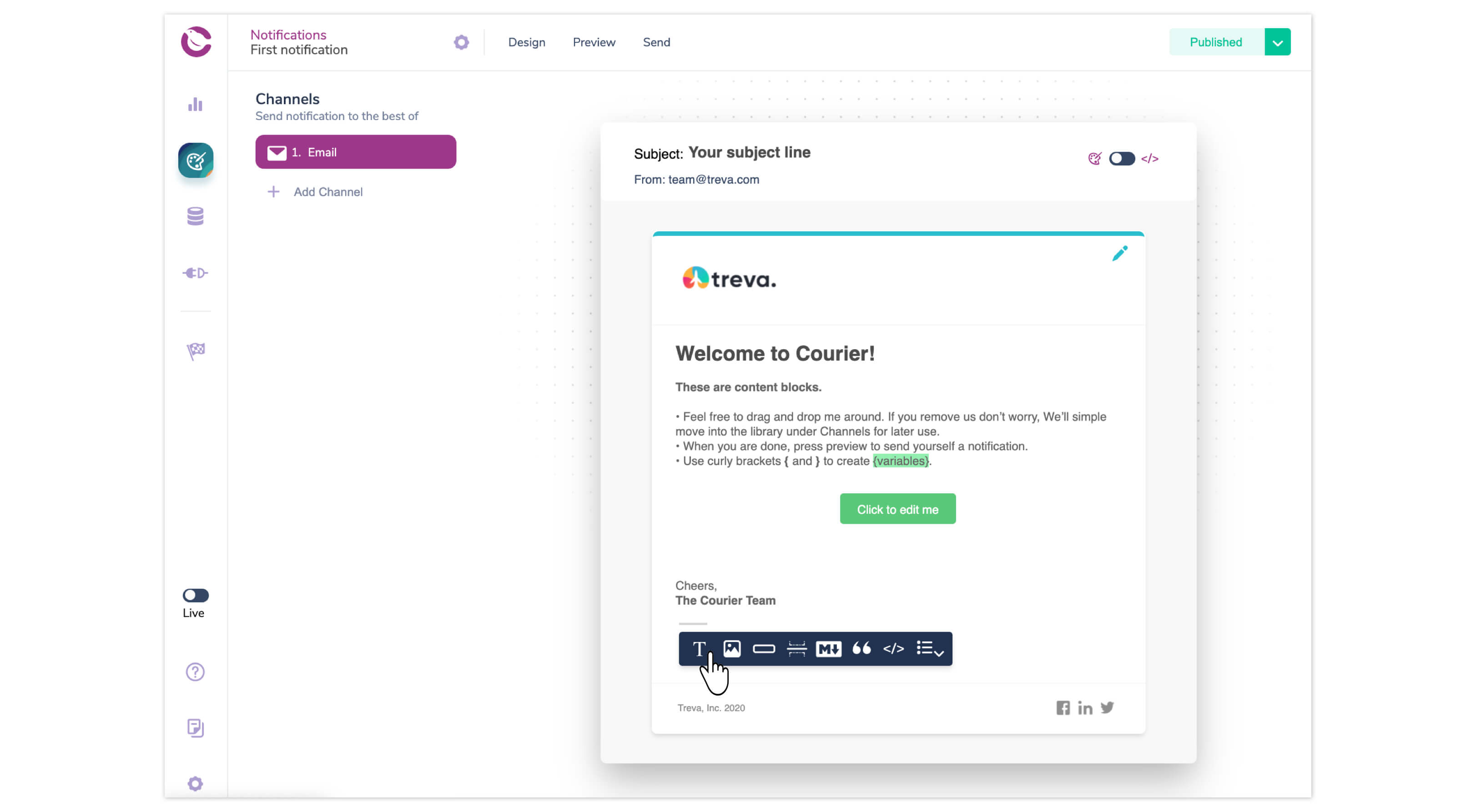 Design your email notification in Courier