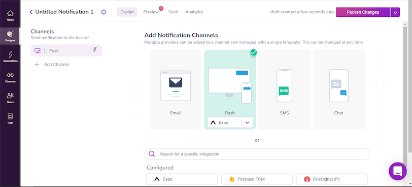 Select Expo for Android Notification