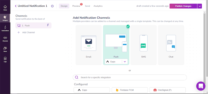 Select Expo for Android Notification