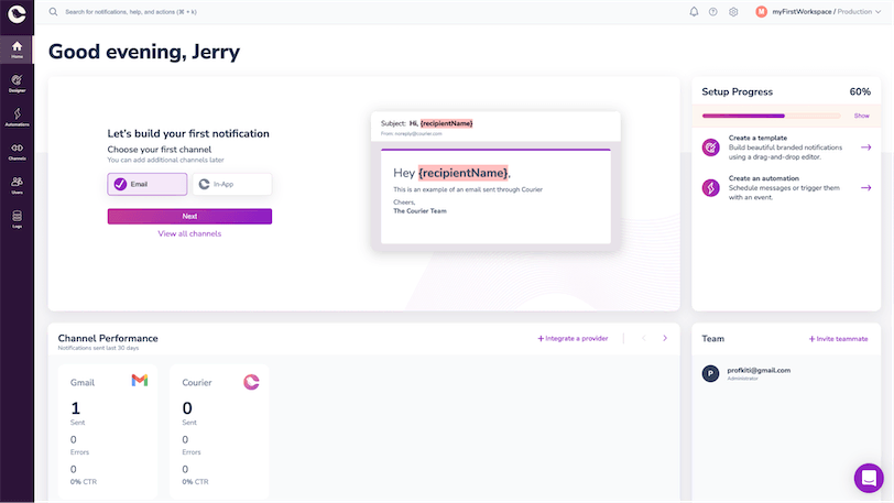 React Browser Notifications Dashboard