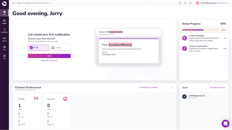 React Browser Notifications Dashboard