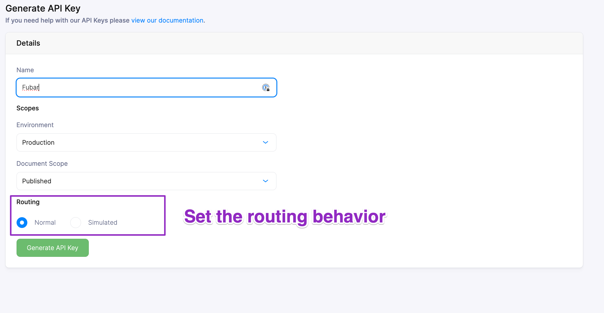 Define Routing Behavior for Custom API Keys