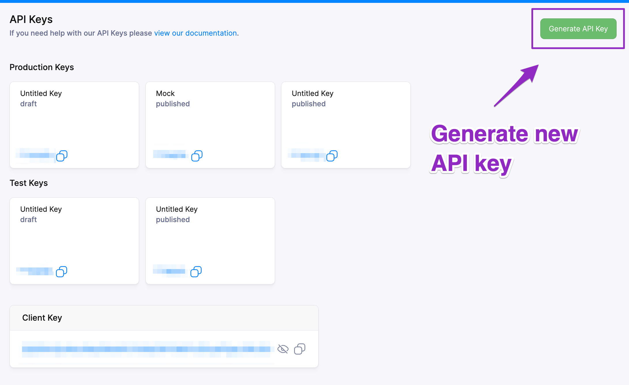 Generate New API Keys