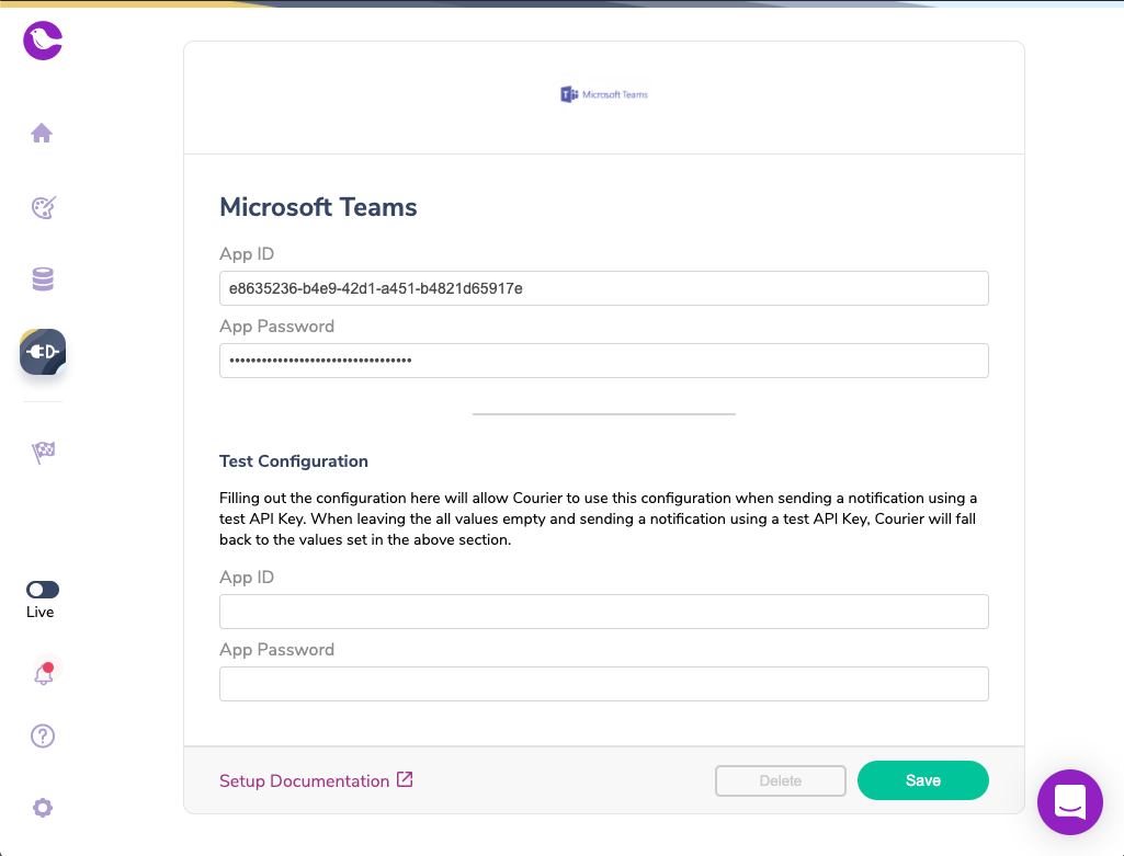 Configured Microsoft Teams Integration