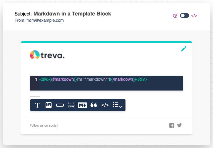 Template Block and Markdown